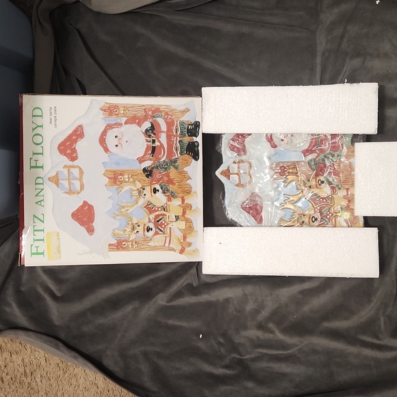 Fitz and Floyd Deer Santa Christmas Canape Cookie Dish Holiday Treats Traditions - Picture 2 of 3